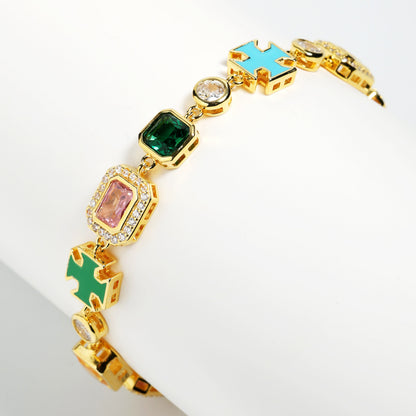 Multi Gemstone Motif Set(Gemstone Necklace & Bracelet)