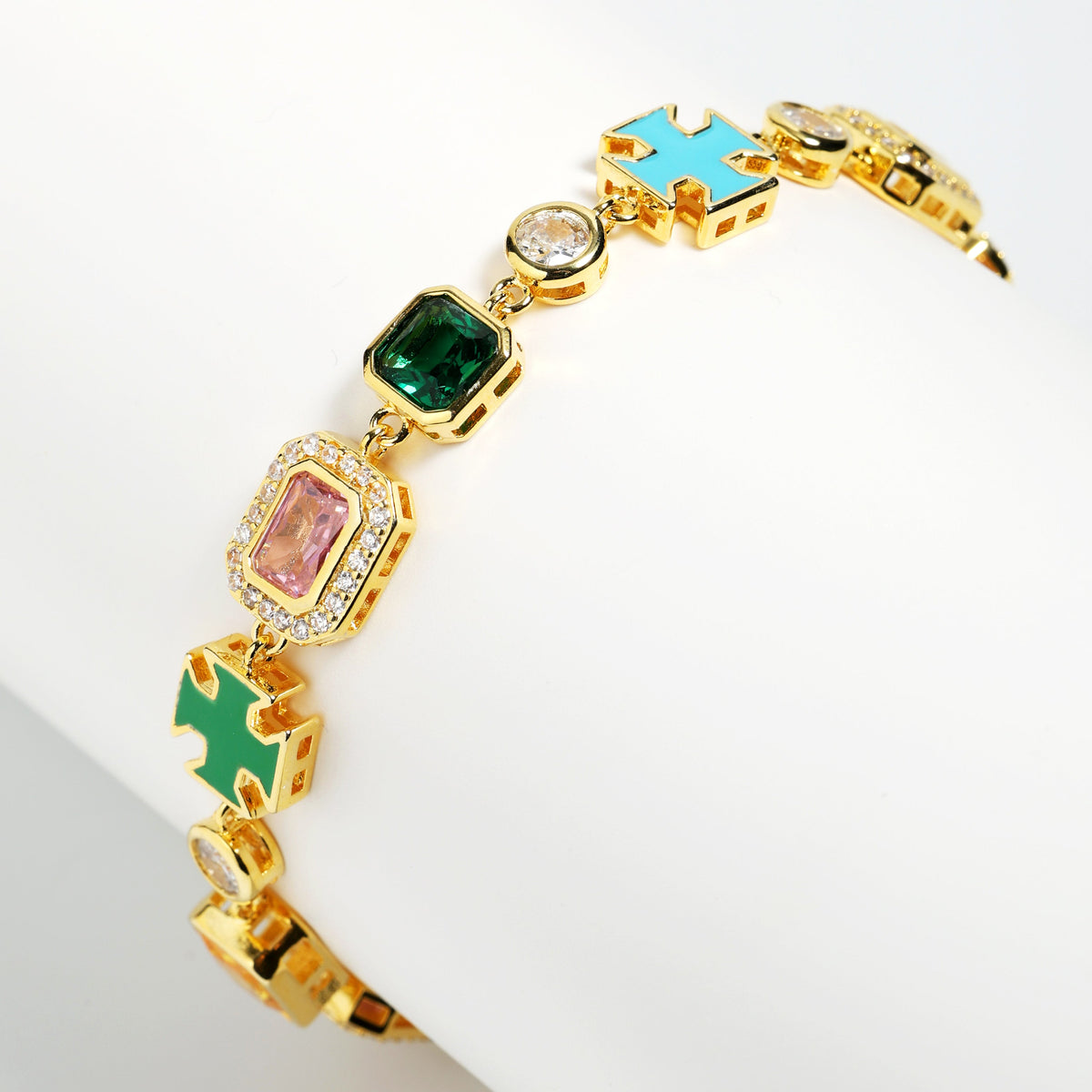 Multicolor Gemstone Motif Anklet