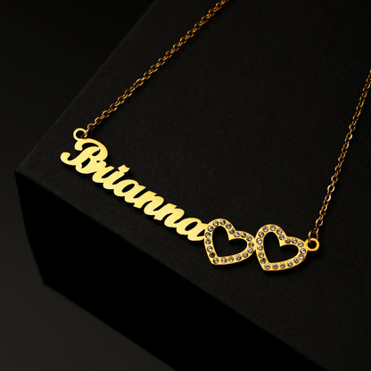 Double Heart Name Necklace