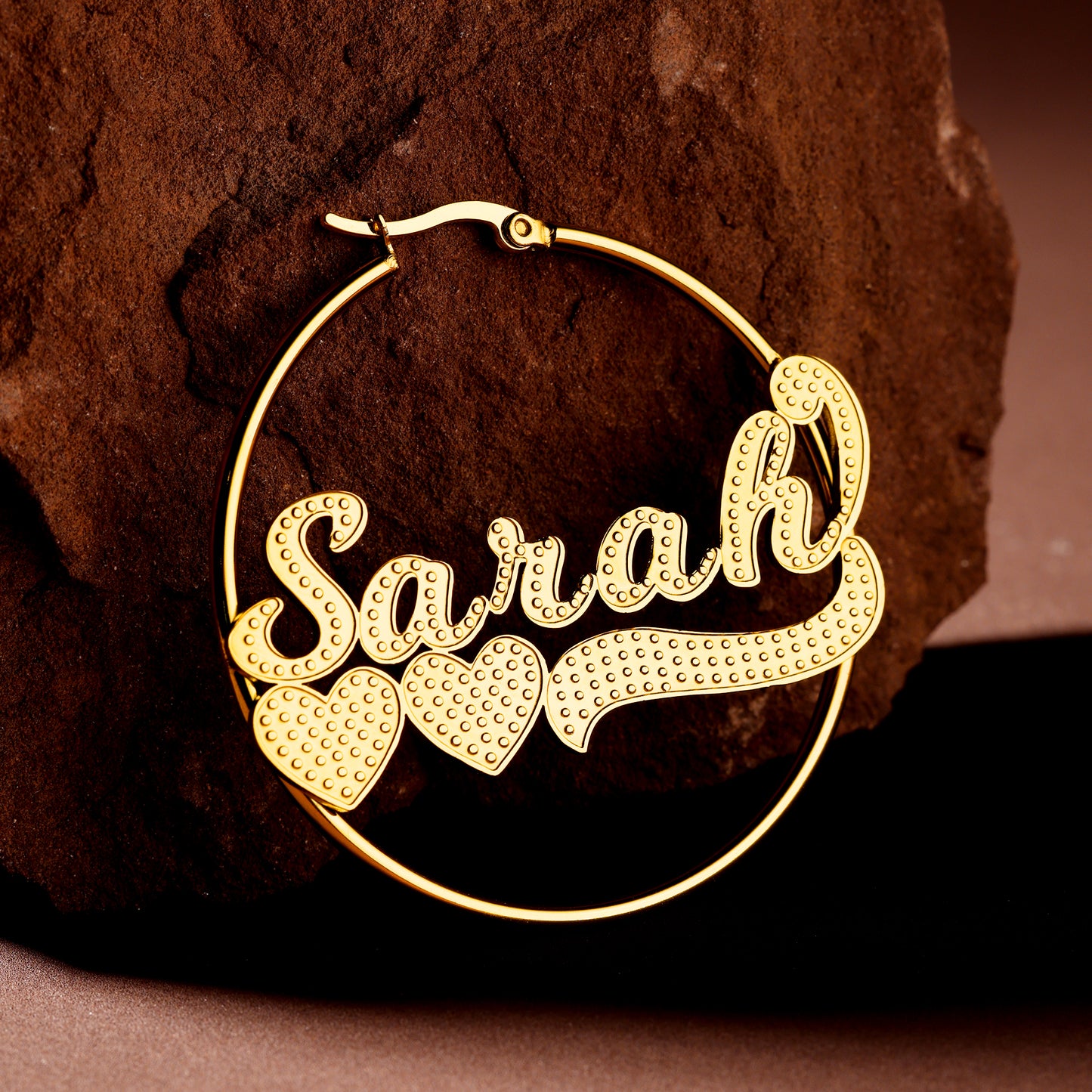 Heart Shape Name Hoop Earrings