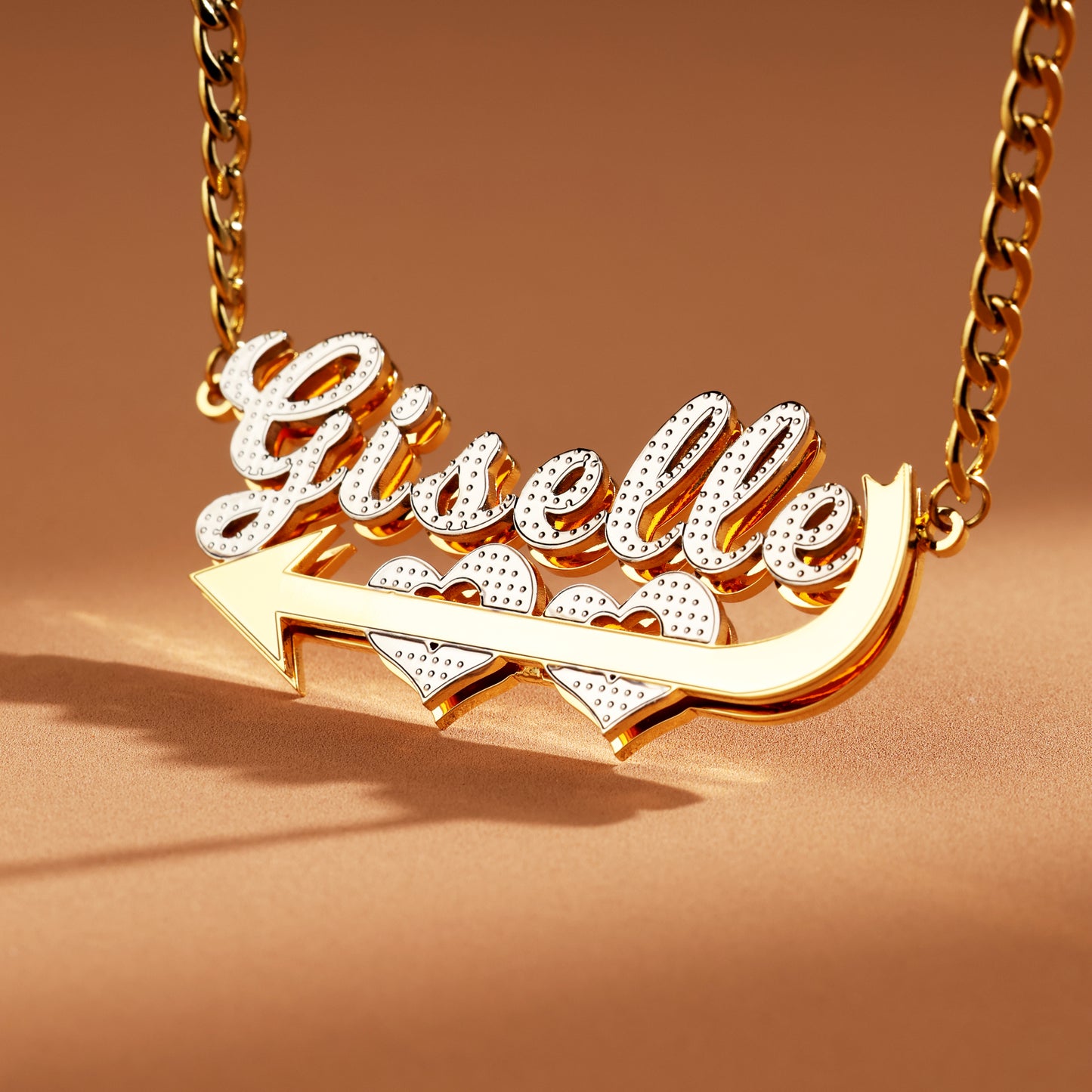 Double Heart Custom Name Necklace - Eternal Love