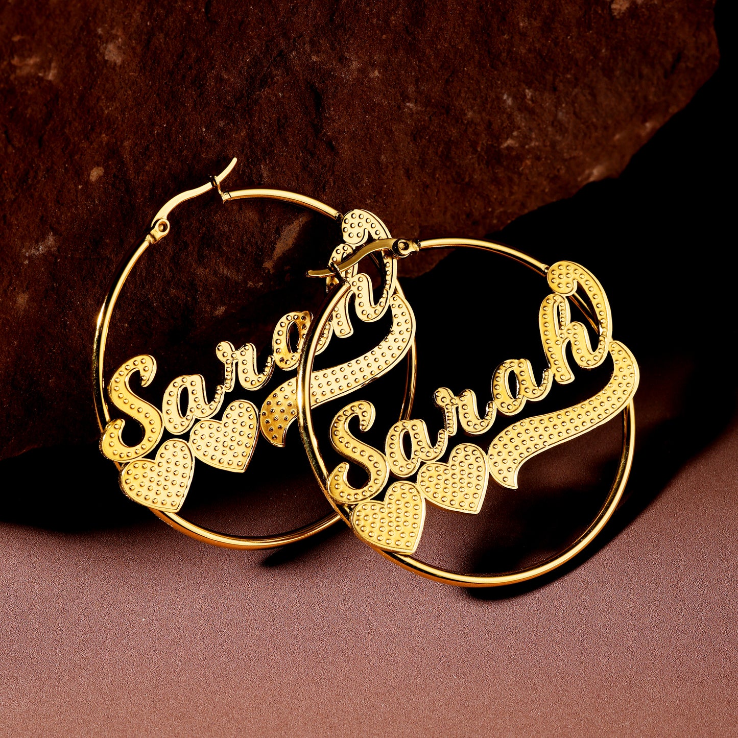 Heart Shape Name Hoop Earrings