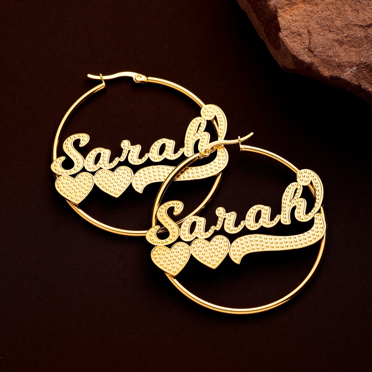 Heart Shape Name Hoop Earrings