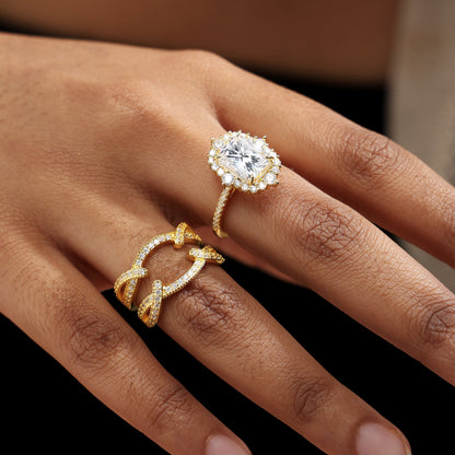 Vintage Halo Radiant Cut Insert Ring