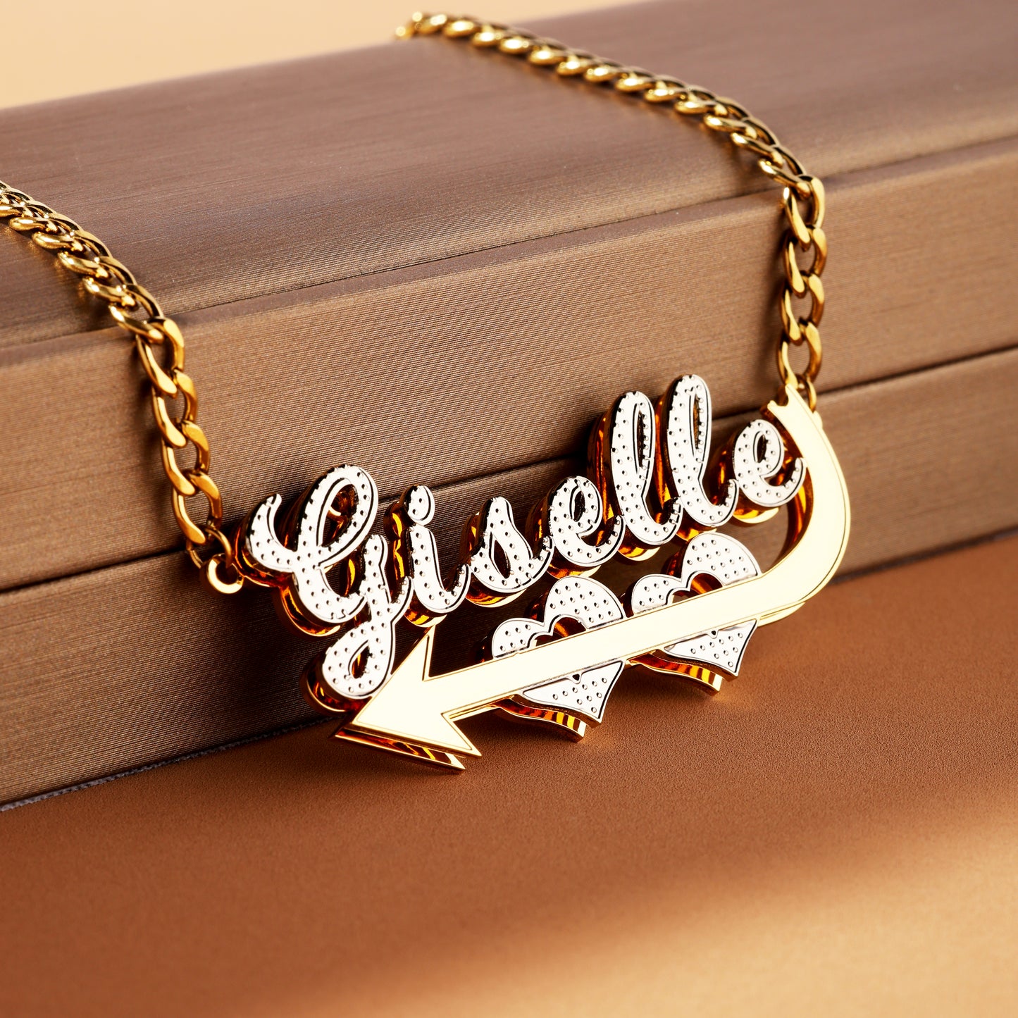 Double Heart Custom Name Necklace - Eternal Love