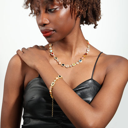 Gold Solstice Bundle (Gemstone Necklace＆ Bracelet)
