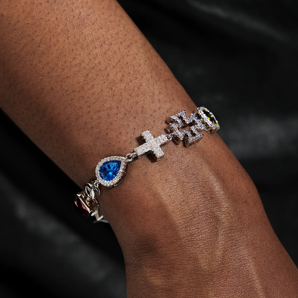 Multi Gemstone & Cross Necklace