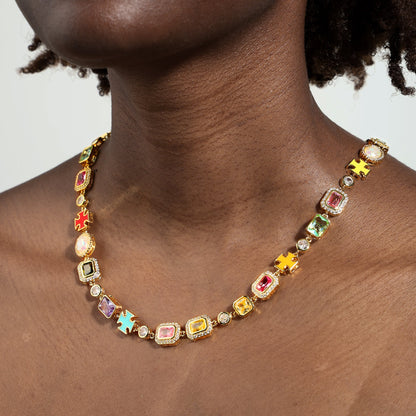 Pink Multi Gemstone Motif Bracelet