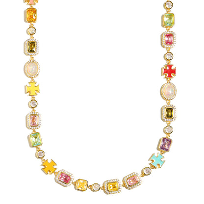 Pink Multi Gemstone Motif Anklet
