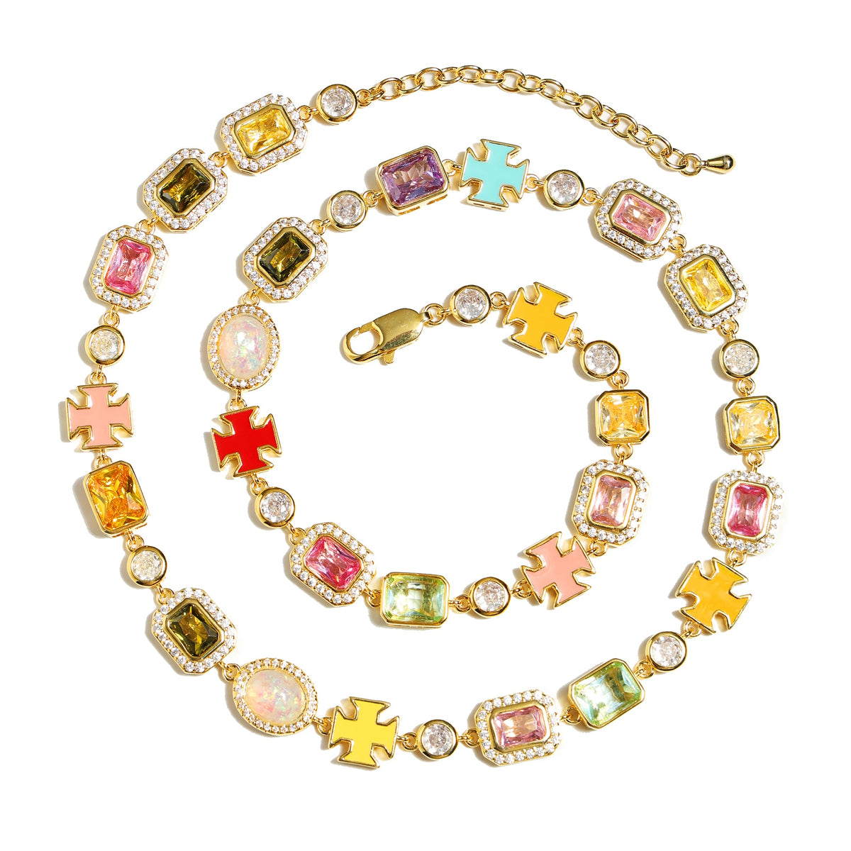 Pink Multi Gemstone Motif Bracelet