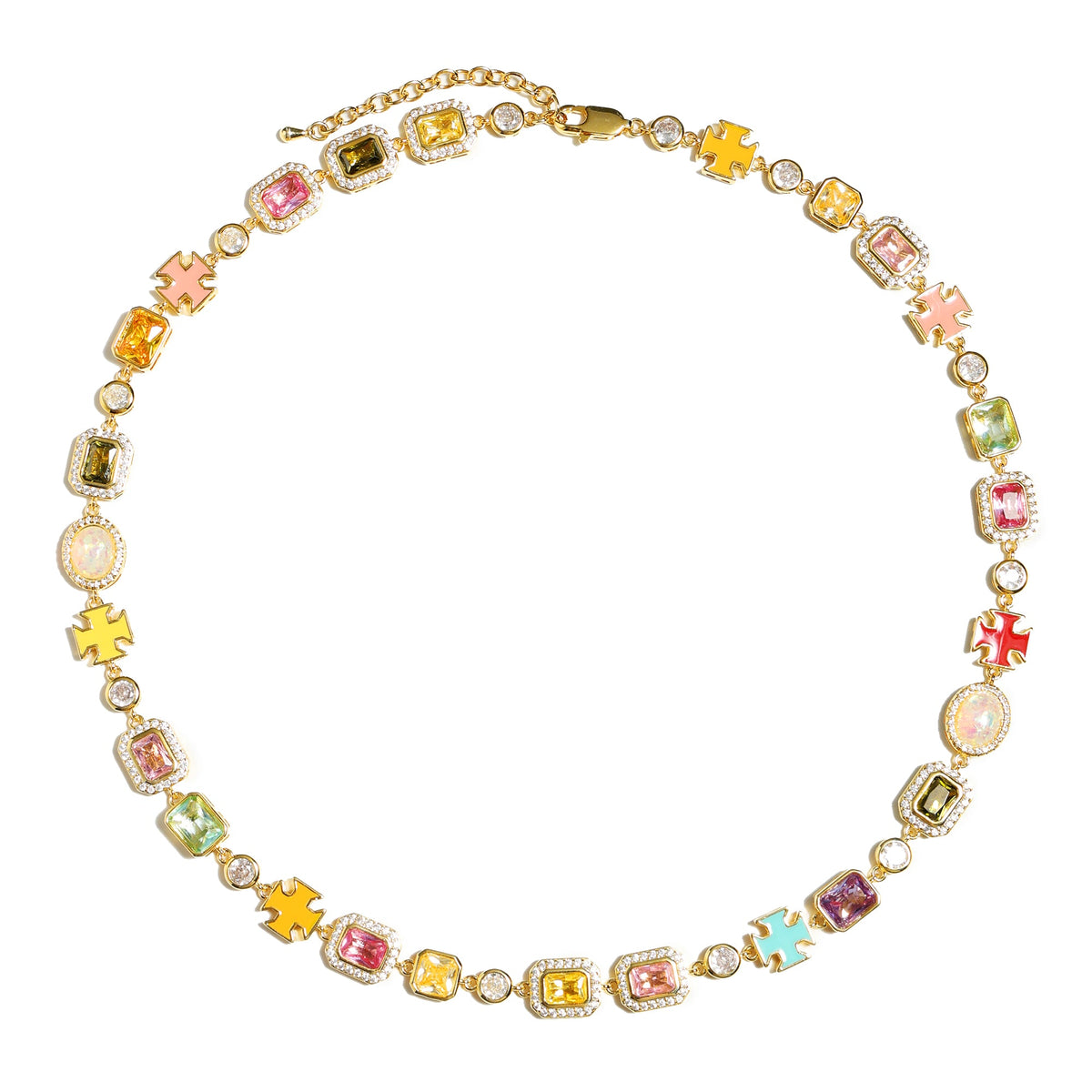 Pink Multi Gemstone Motif Bracelet