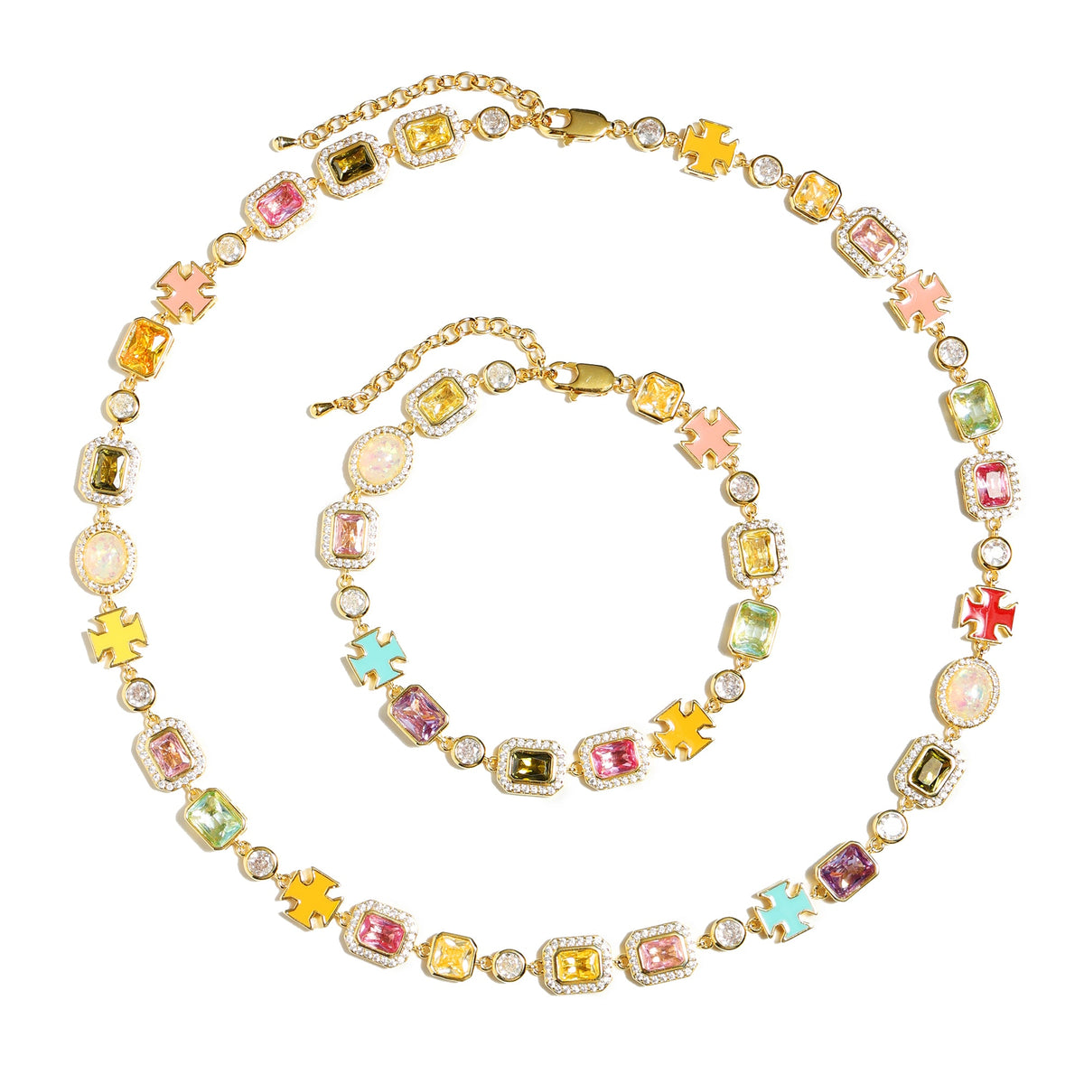 Pink Multi Gemstone Motif Bracelet