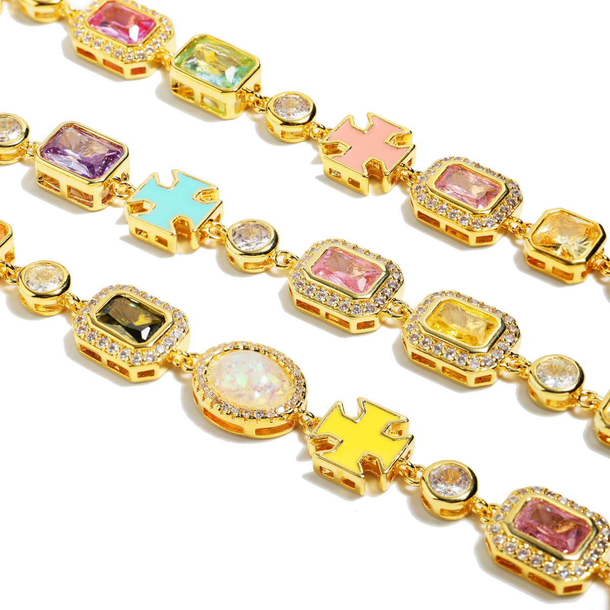 Pink Multi Gemstone Motif Anklet