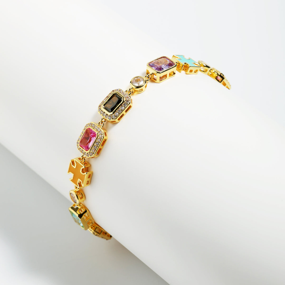 Pink Multi Gemstone Motif Anklet