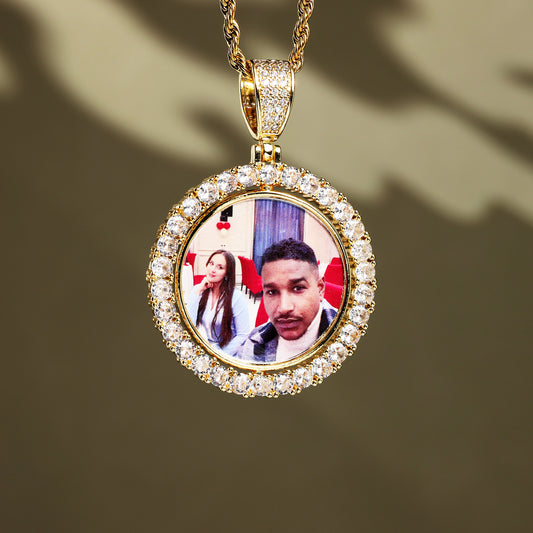 3D Circle Custom Rotating Double Side Picture Pendant