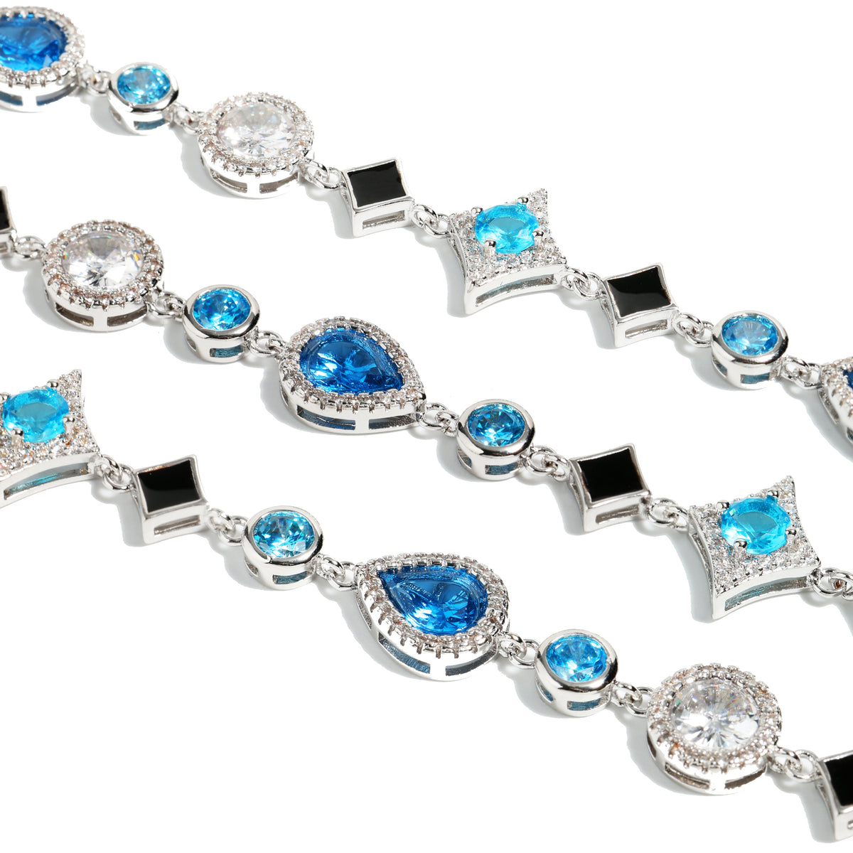 Star Motif Blue Multi Gemstone Necklace Set