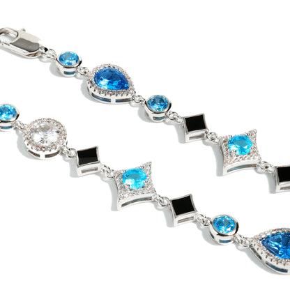Star Motif Blue Multi Gemstone Anklet