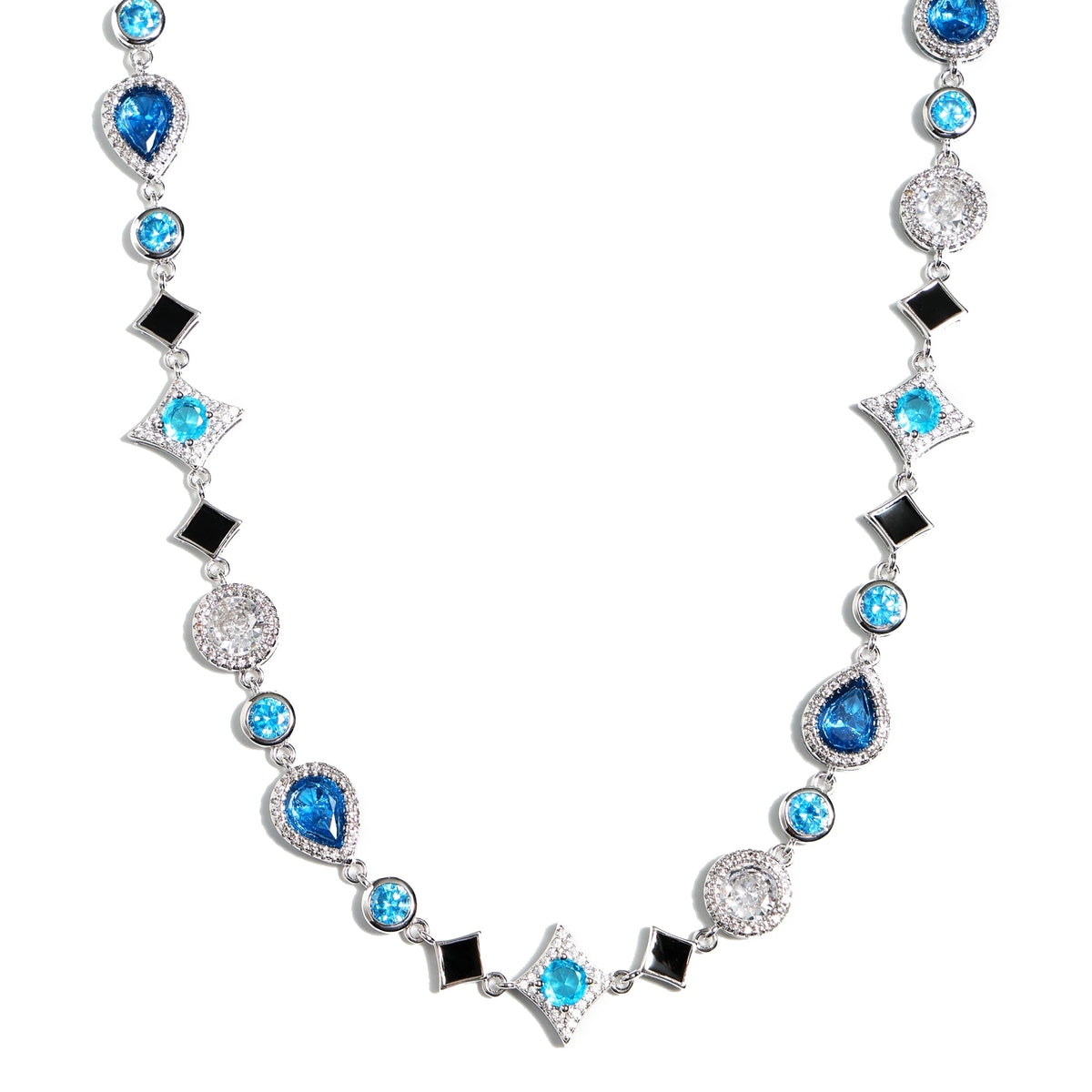 Star Motif Blue Multi Gemstone Necklace Set
