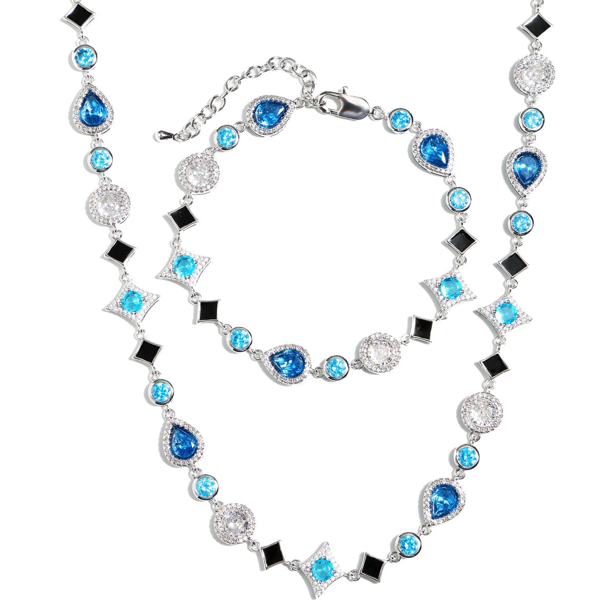Star Motif Blue Multi Gemstone Anklet