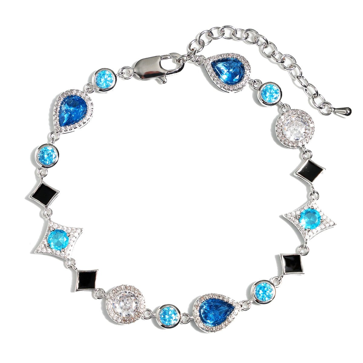 Star Motif Blue Multi Gemstone Anklet