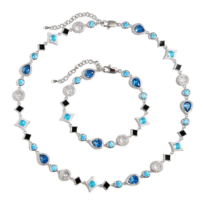 Star Motif Blue Multi Gemstone Necklace Set