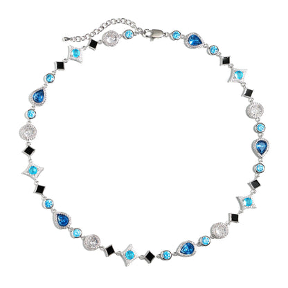 Star Motif Blue Multi Gemstone Necklace Set