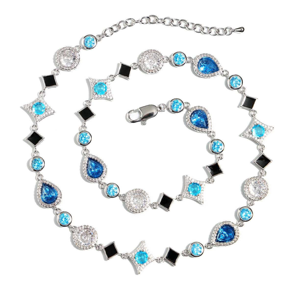 Star Motif Blue Multi Gemstone Anklet