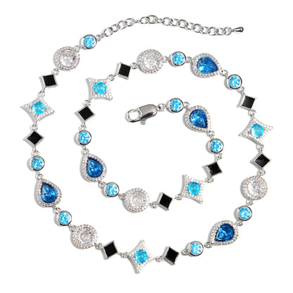Star Motif Blue Multi Gemstone Anklet