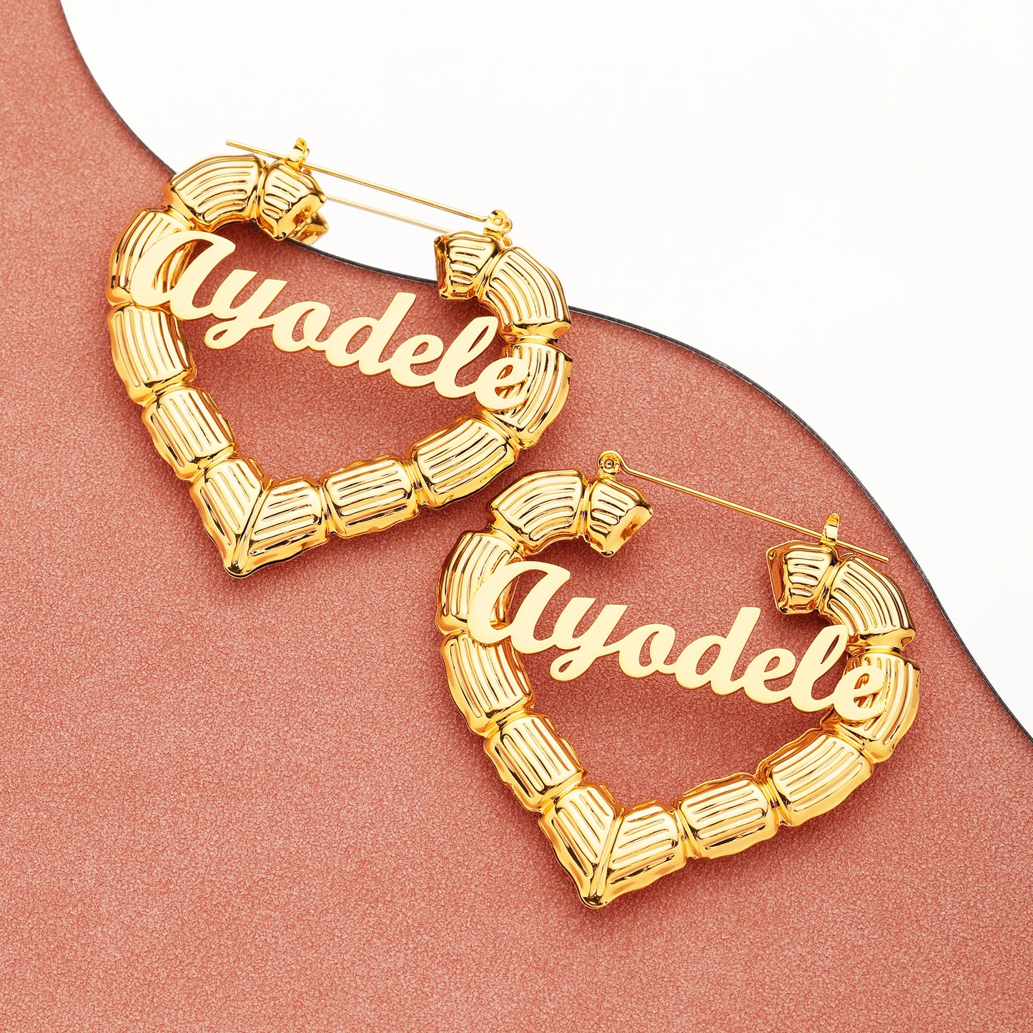 Heart Shaped Name Hoop Earrings