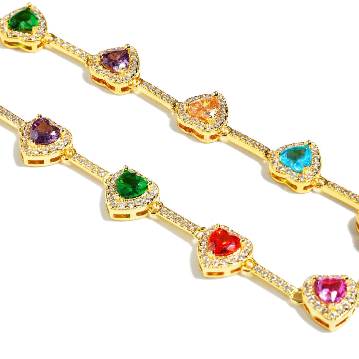 Heart Shaped Colorful Synthetic Decorated Necklace Set