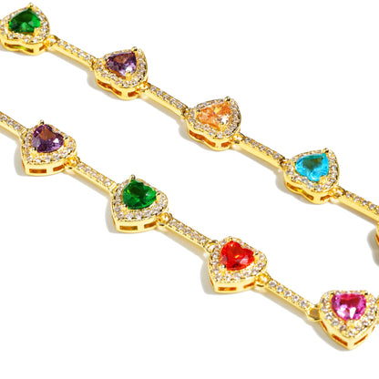 Heart Shaped Colorful Synthetic Decorated Anklet