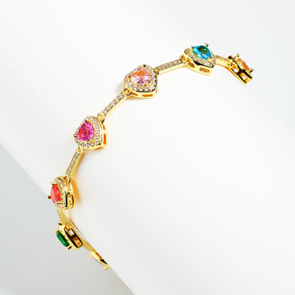 Heart Shaped Colorful Synthetic Decorated Anklet