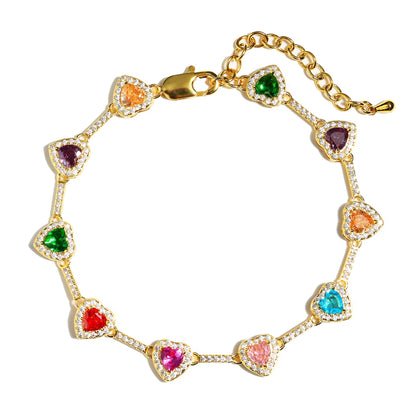 Heart Shaped Colorful Synthetic Decorated Necklace Set