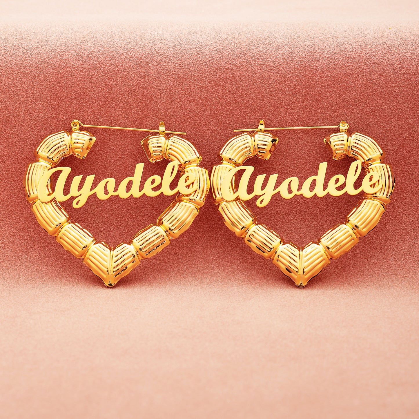 Heart Shaped Name Hoop Earrings