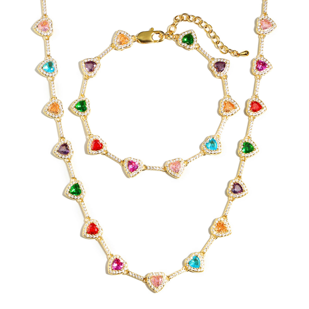 Heart Shaped Colorful Synthetic Decorated Anklet
