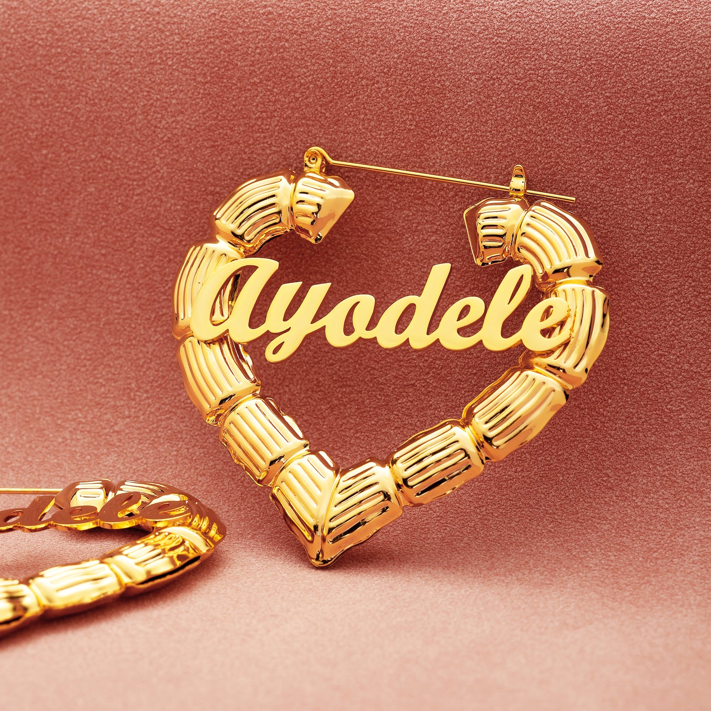 Heart Shaped Name Hoop Earrings