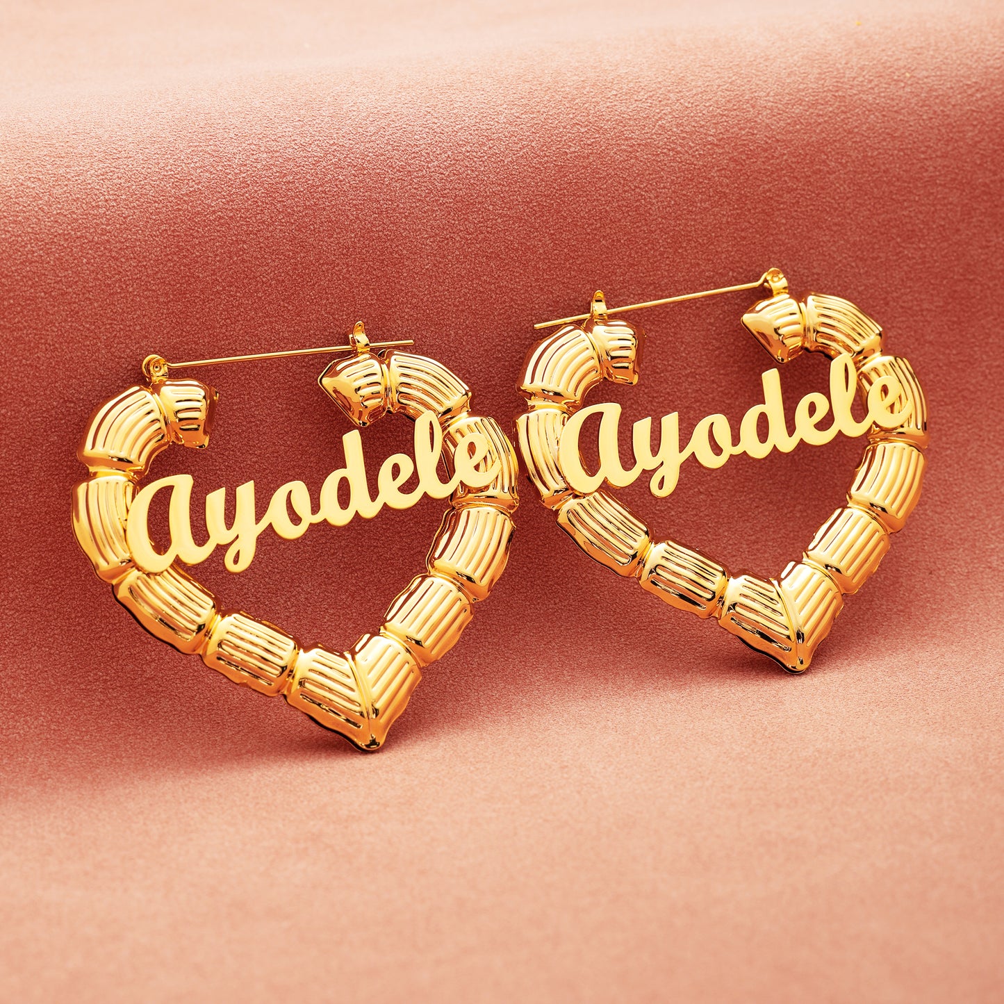 Heart Shaped Name Hoop Earrings