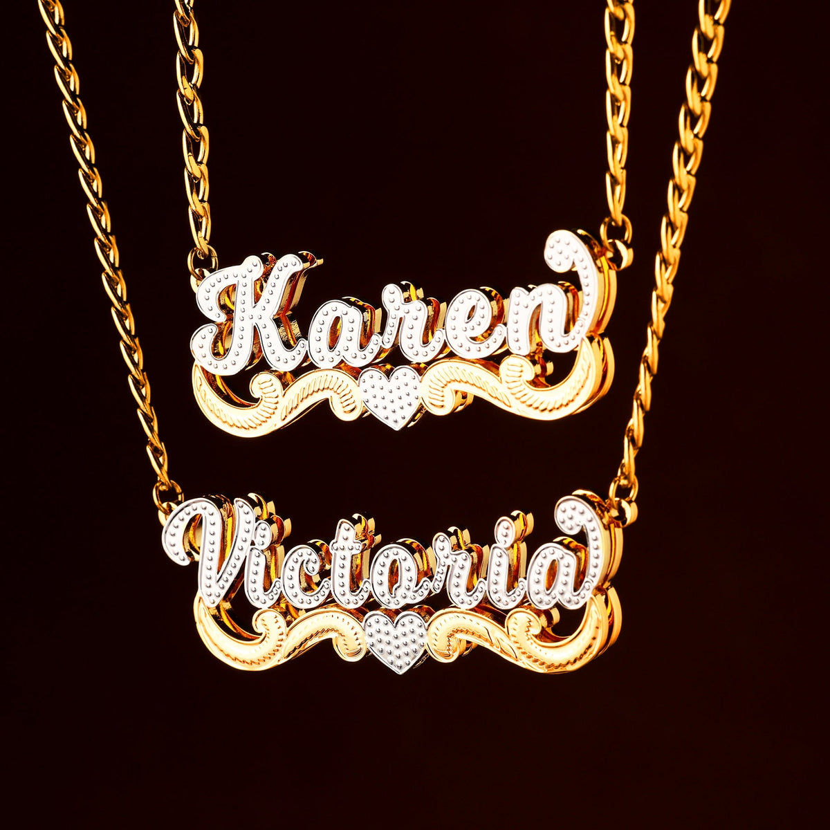 Double Plated Swiped Name Necklace