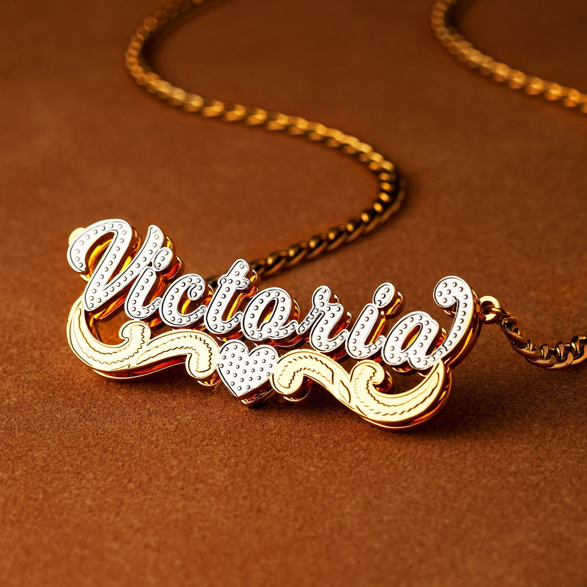Double Plated Swiped Name Necklace