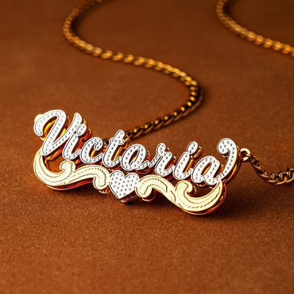 Double Plated Swiped Name Necklace