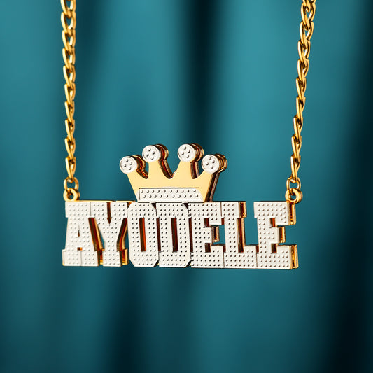 Double Plated Crown Name Necklace