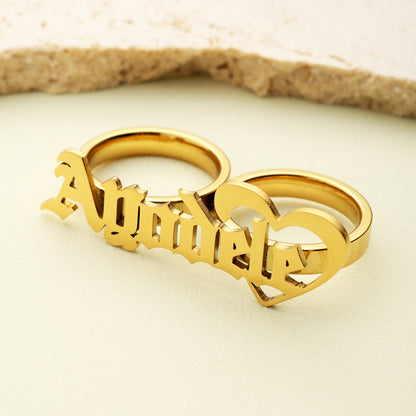 Two Finger Old English Name Ring