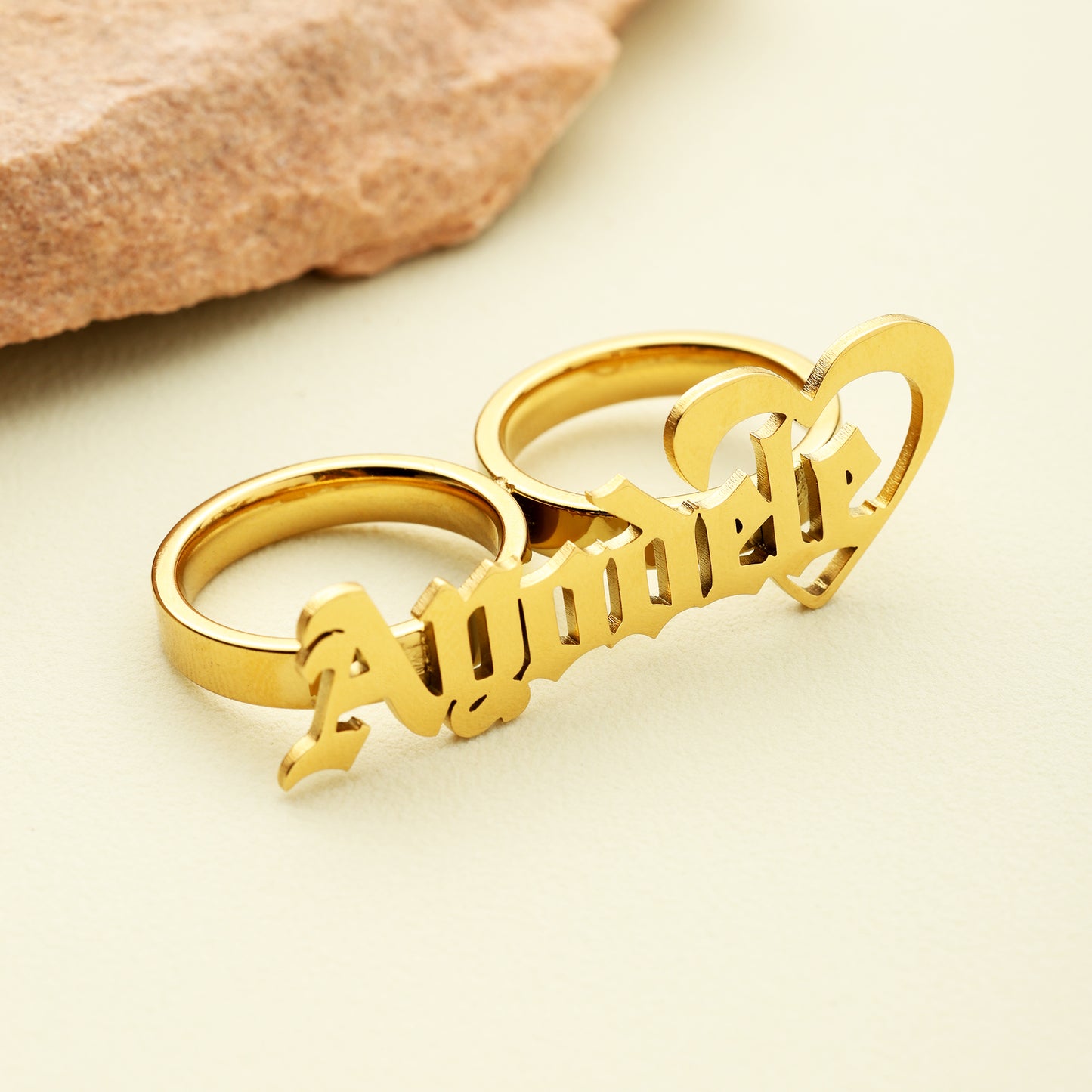 Two Finger Old English Name Ring