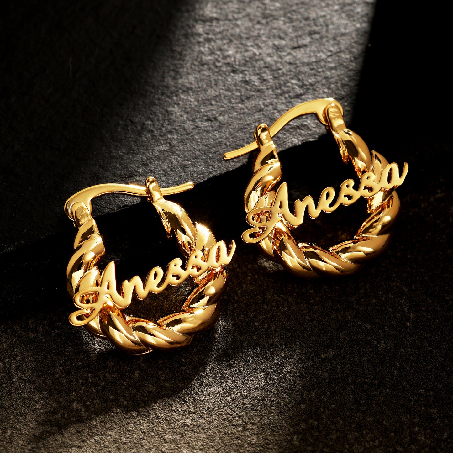 kids braided Name Hoop Earrings