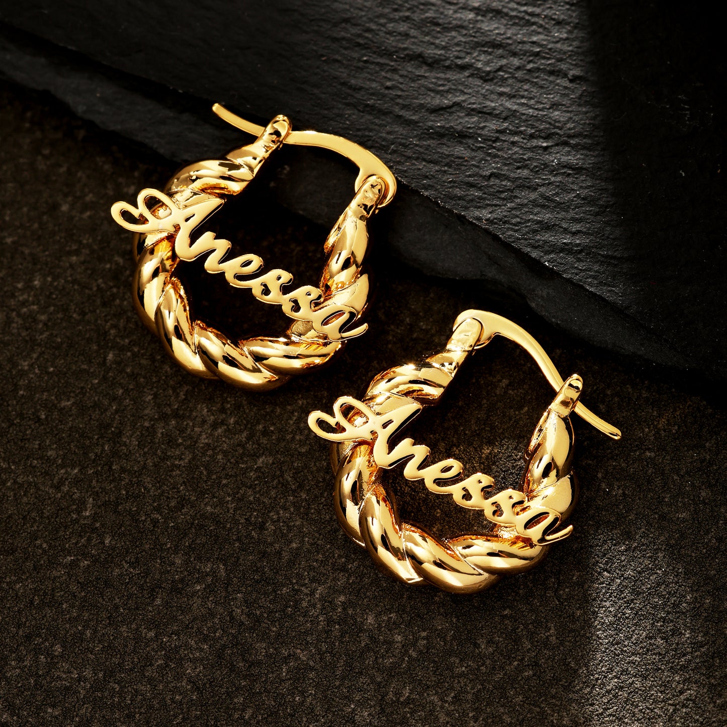 kids braided Name Hoop Earrings