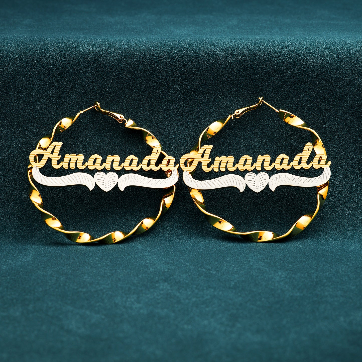 Large Hoop Heart-shaped Name Earrings