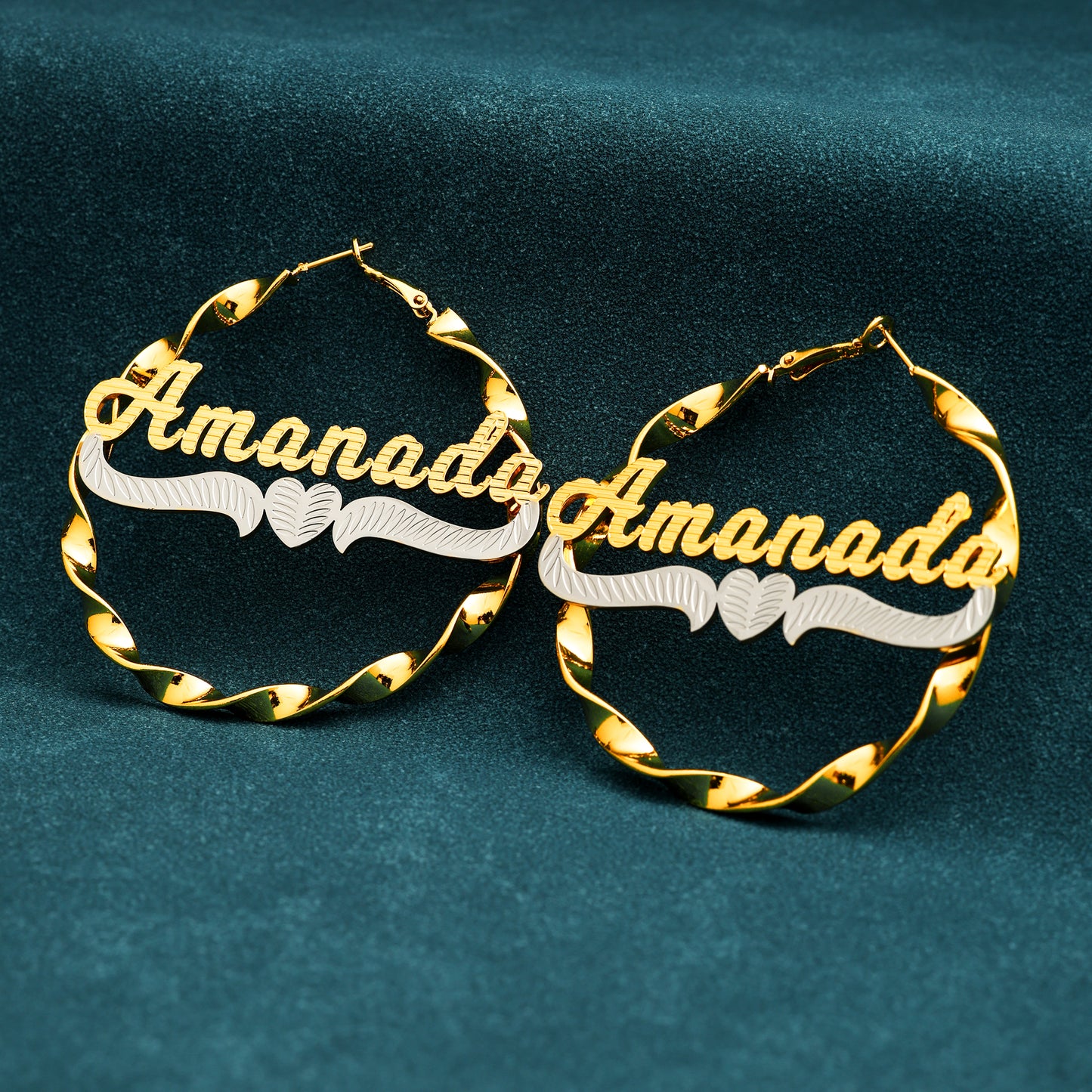 Large Hoop Heart-shaped Name Earrings