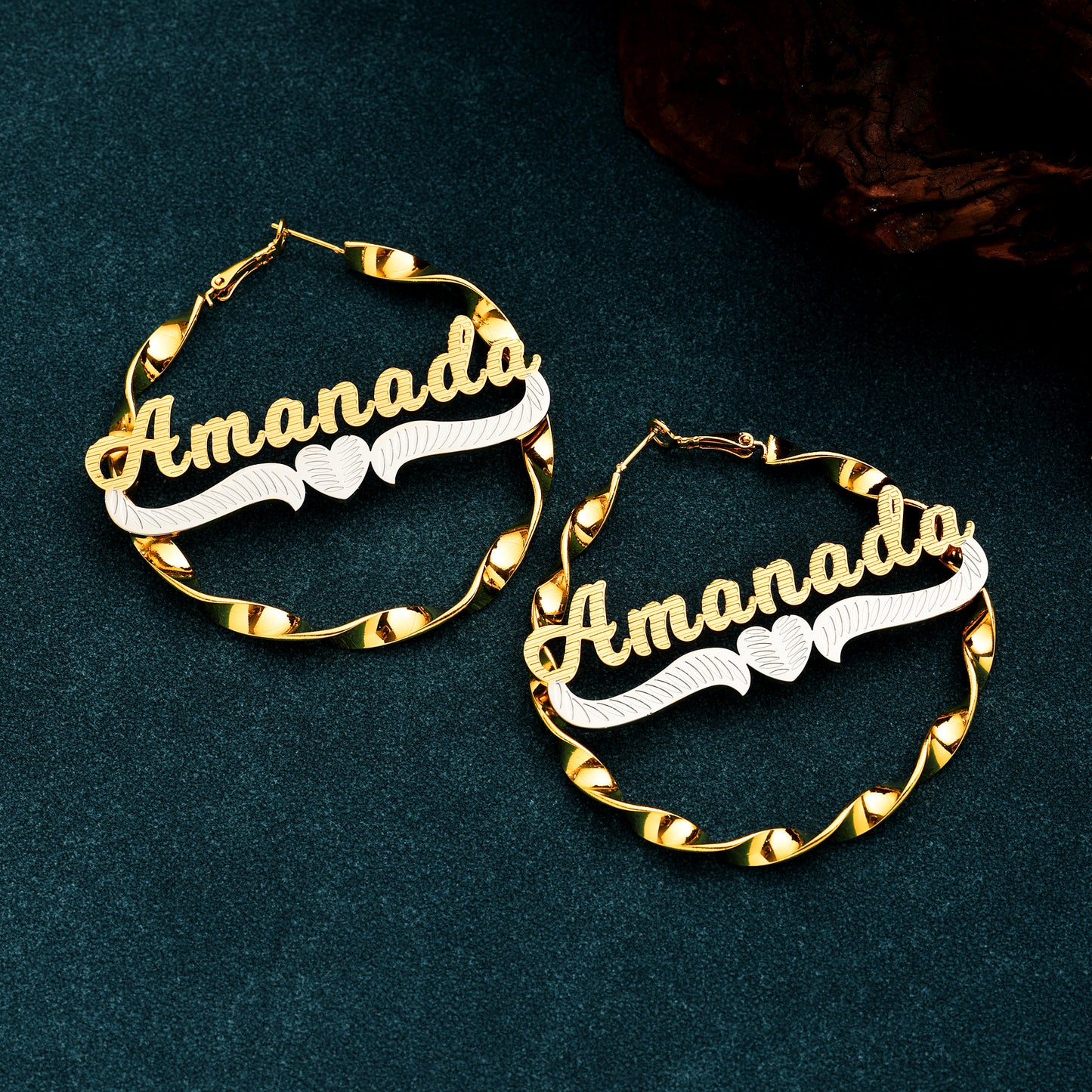 Large Hoop Heart-shaped Name Earrings