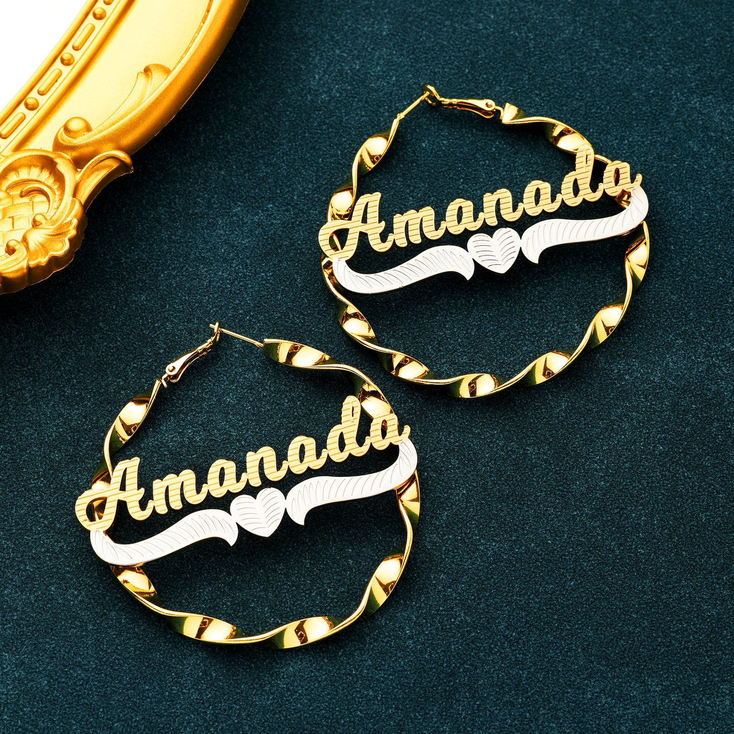 Large Hoop Heart-shaped Name Earrings