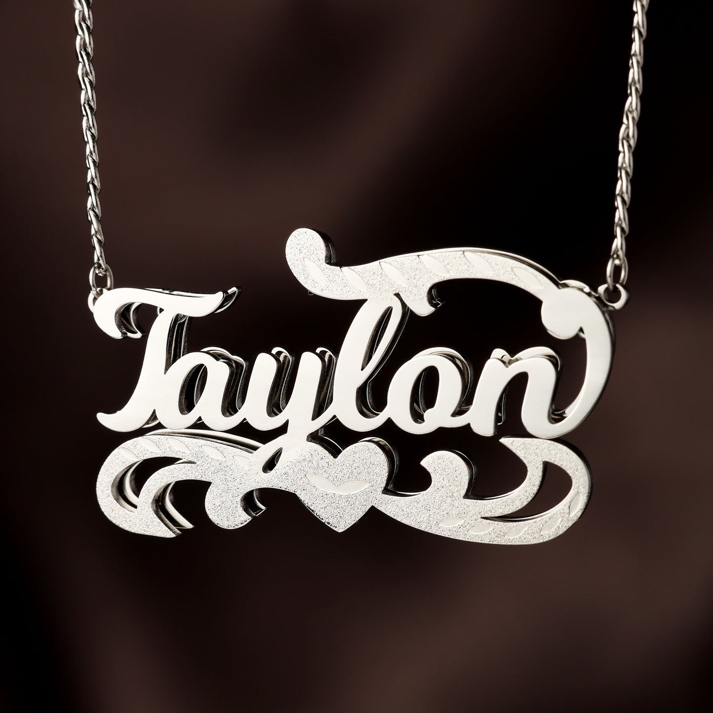 Double Plated Double Heart Name Necklace